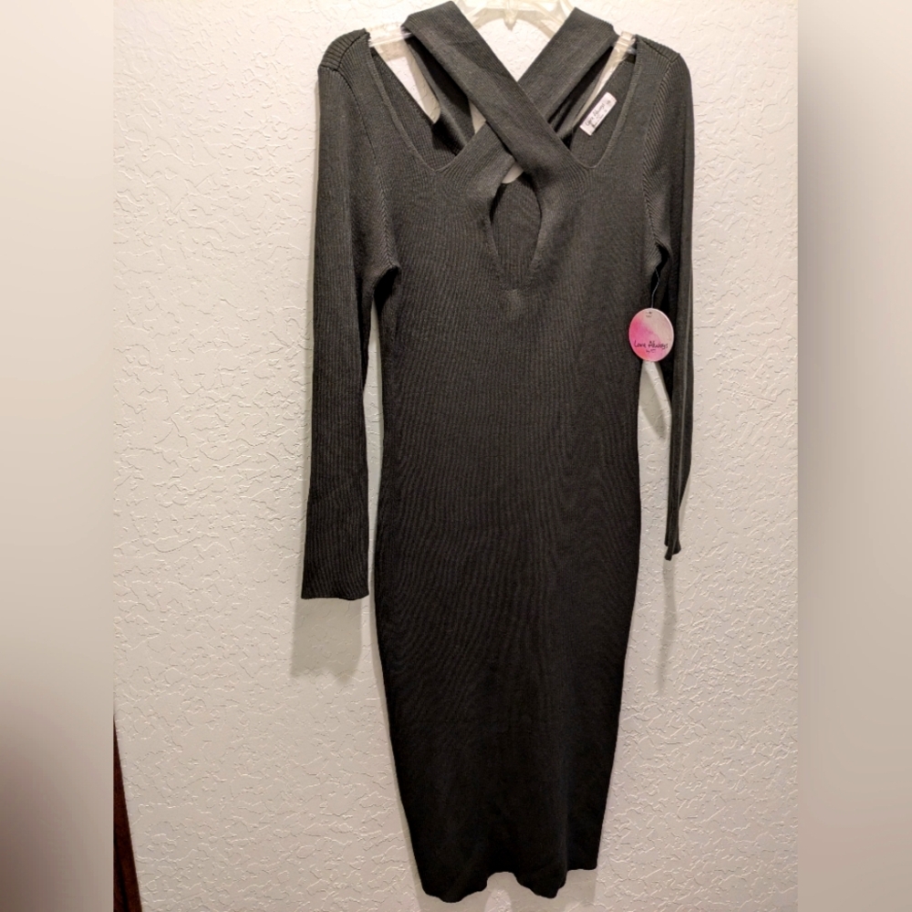 Love Always  Beautiful Sexy Dark Green knit Dress  3x